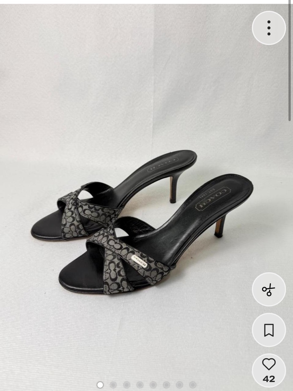Coach Black & Gray Signature Canvas Slip-On Kitten Heels 8.5 Y2K